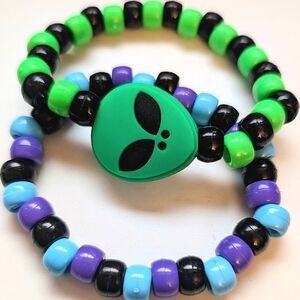 Handmade Alien Silicone Beaded Kandi Bracelets